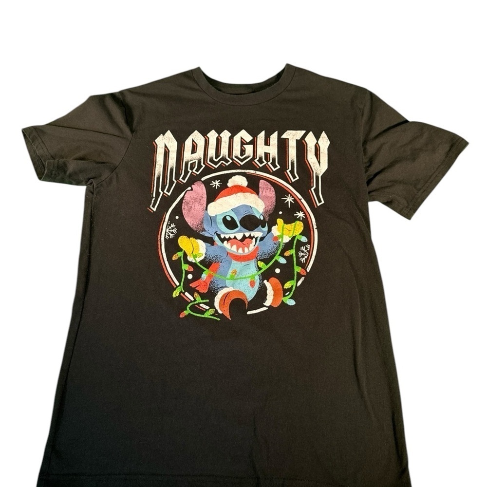 Disney Stitch Shirt Unisex Large Naughty Christmas Holiday Graphic Black